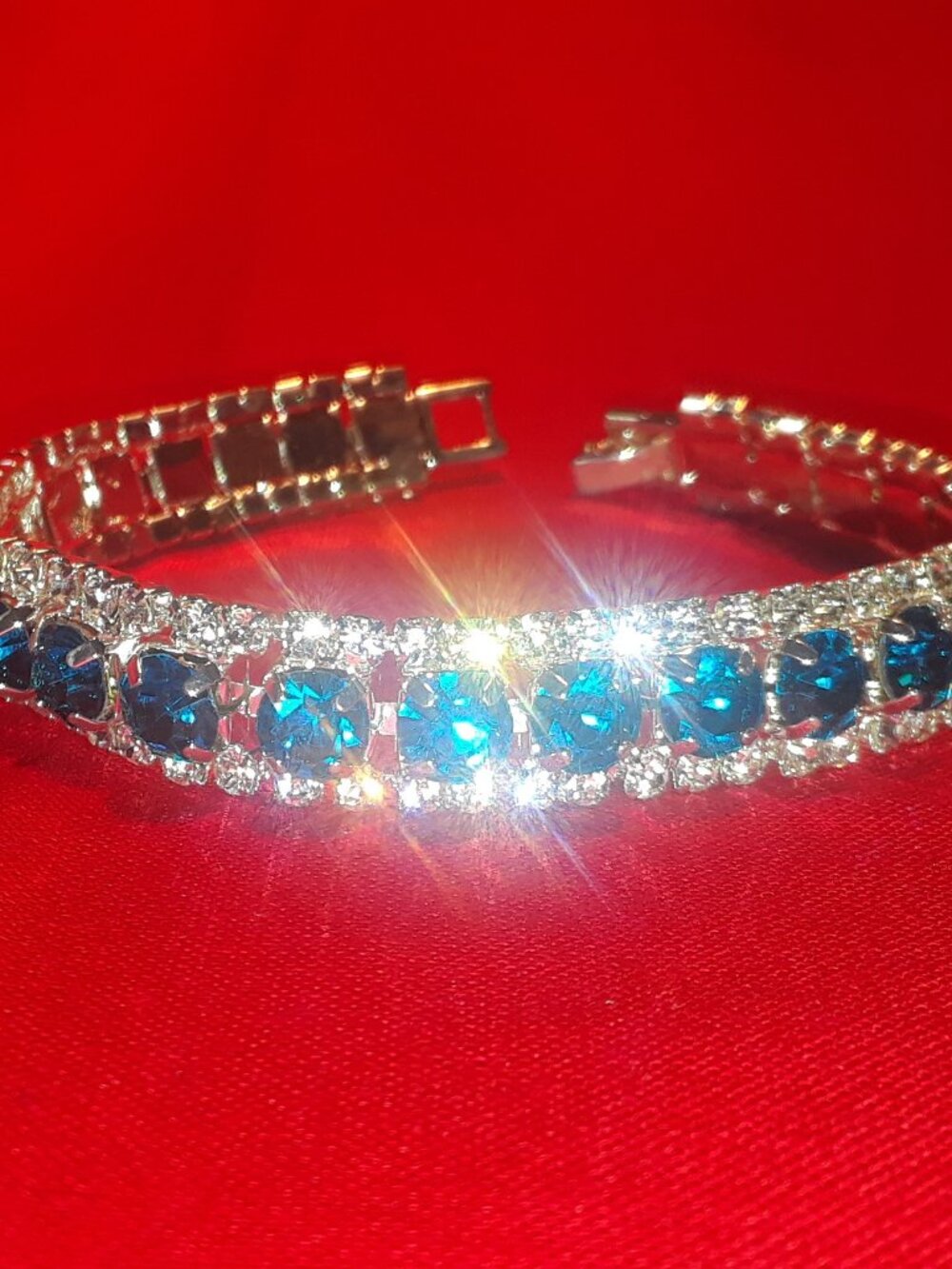 Brand New Luxury London Blue & White CZ Tennis Bracelet - Picture 2 of 12